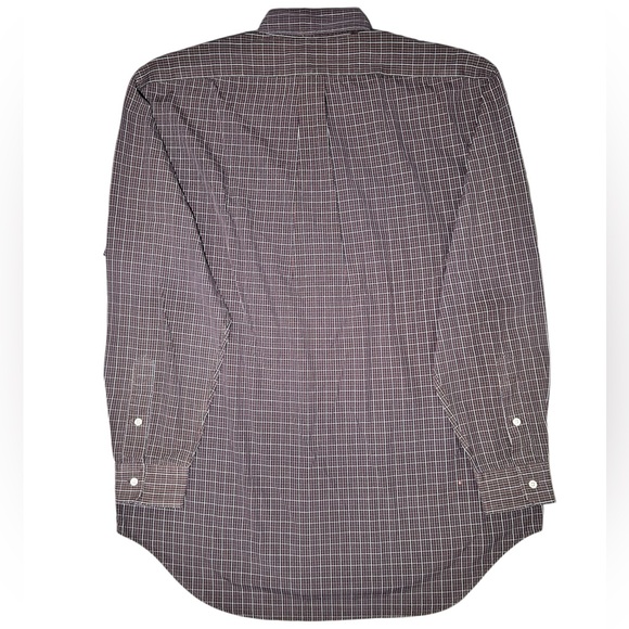 Ralph Lauren Micro Plaid Casual Botton Down Brown Dress Shirt Size M - Picture 2 of 8
